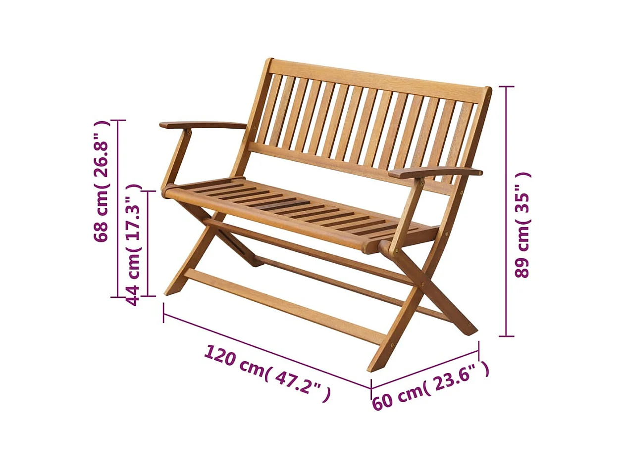 Banc de jardin 120 cm Bois d'acacia solide