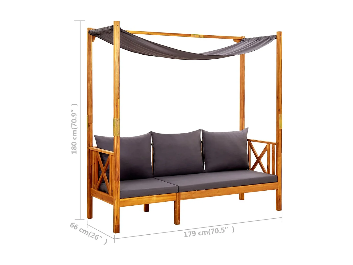 Banco de jardín con mesa y reposapiés madera de acacia macizoa