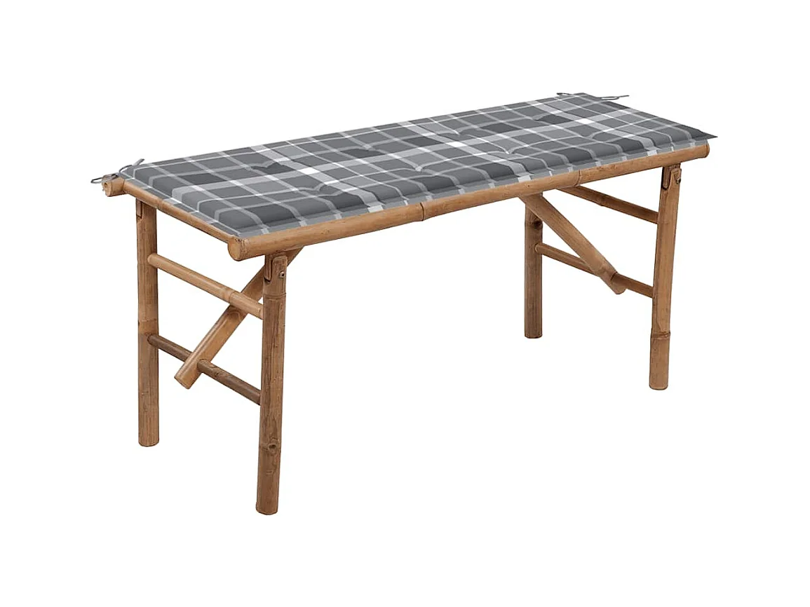 Banc de jardin pliable avec coussin 118 cm Bambou