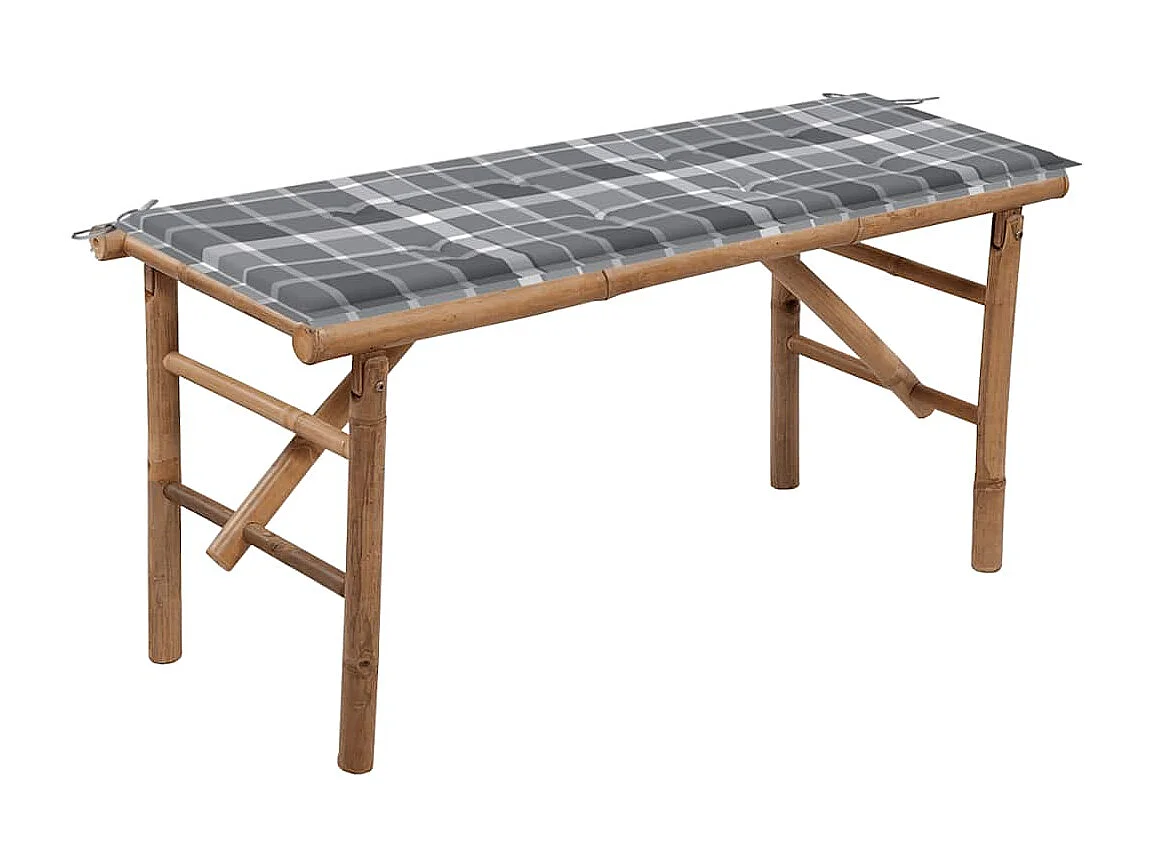 Banc de jardin pliable avec coussin 118 cm Bambou