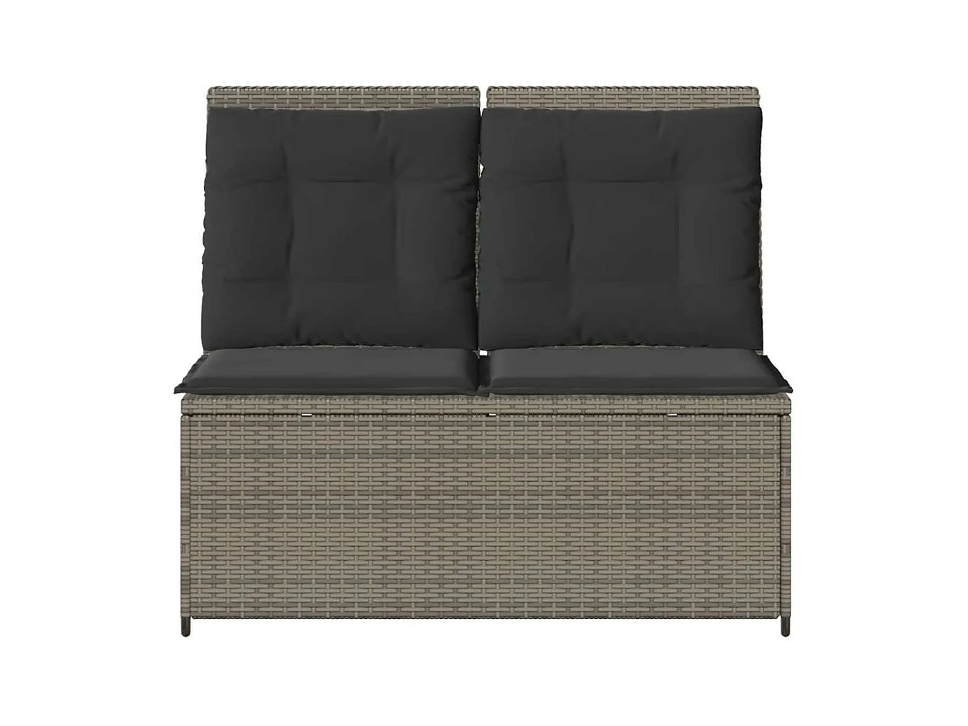 Sillón reclinable de jardín con cojines ratán sintético gris