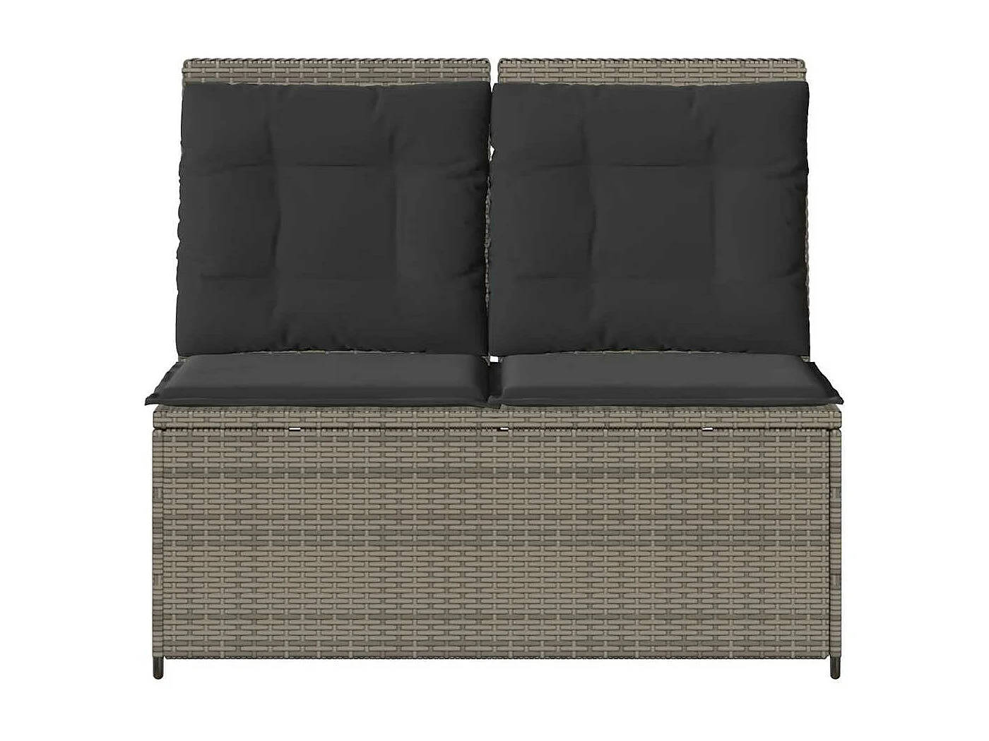 Banc inclinable de jardin avec coussins gris résine tressée