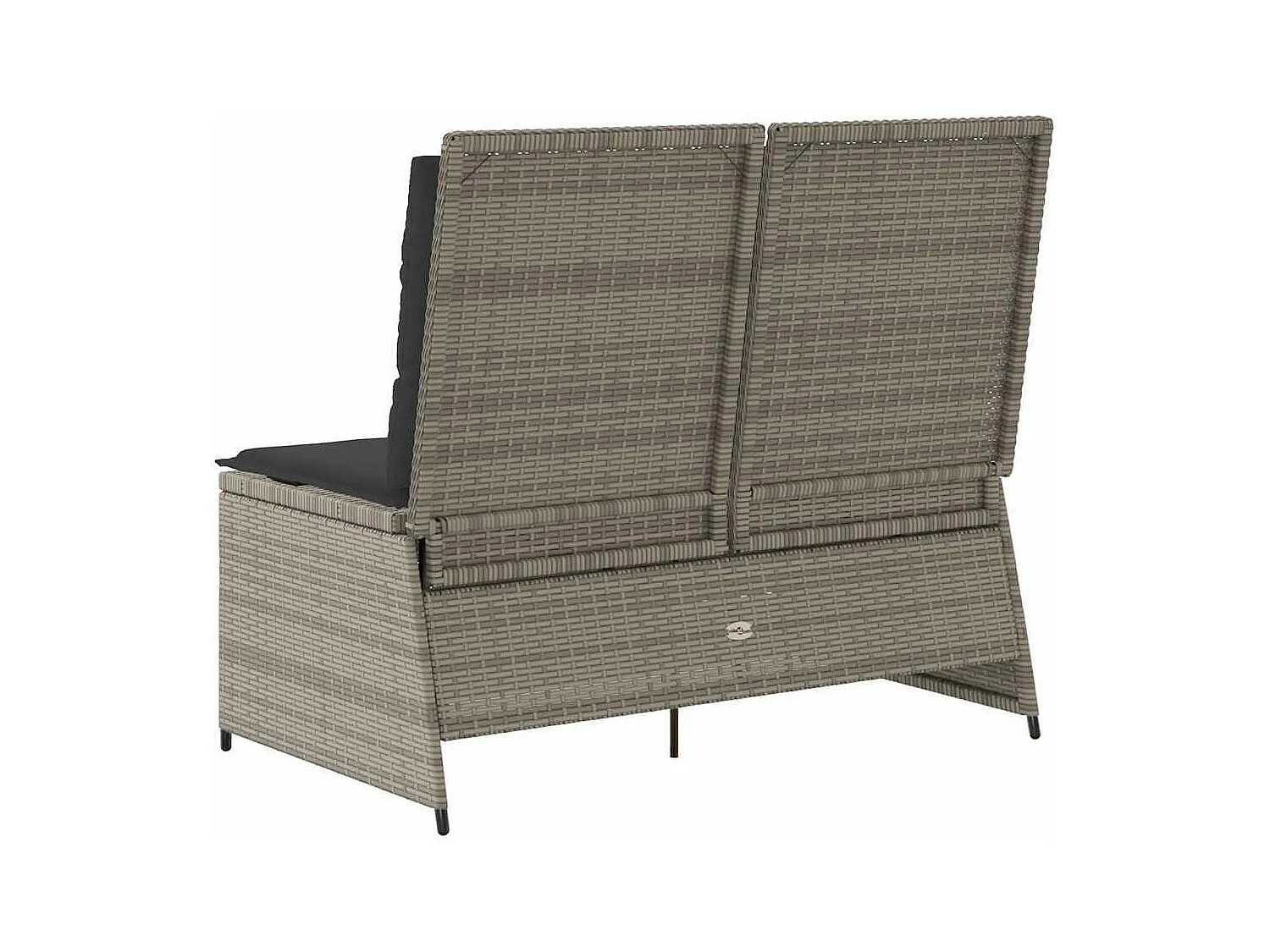 Banc inclinable de jardin avec coussins gris résine tressée