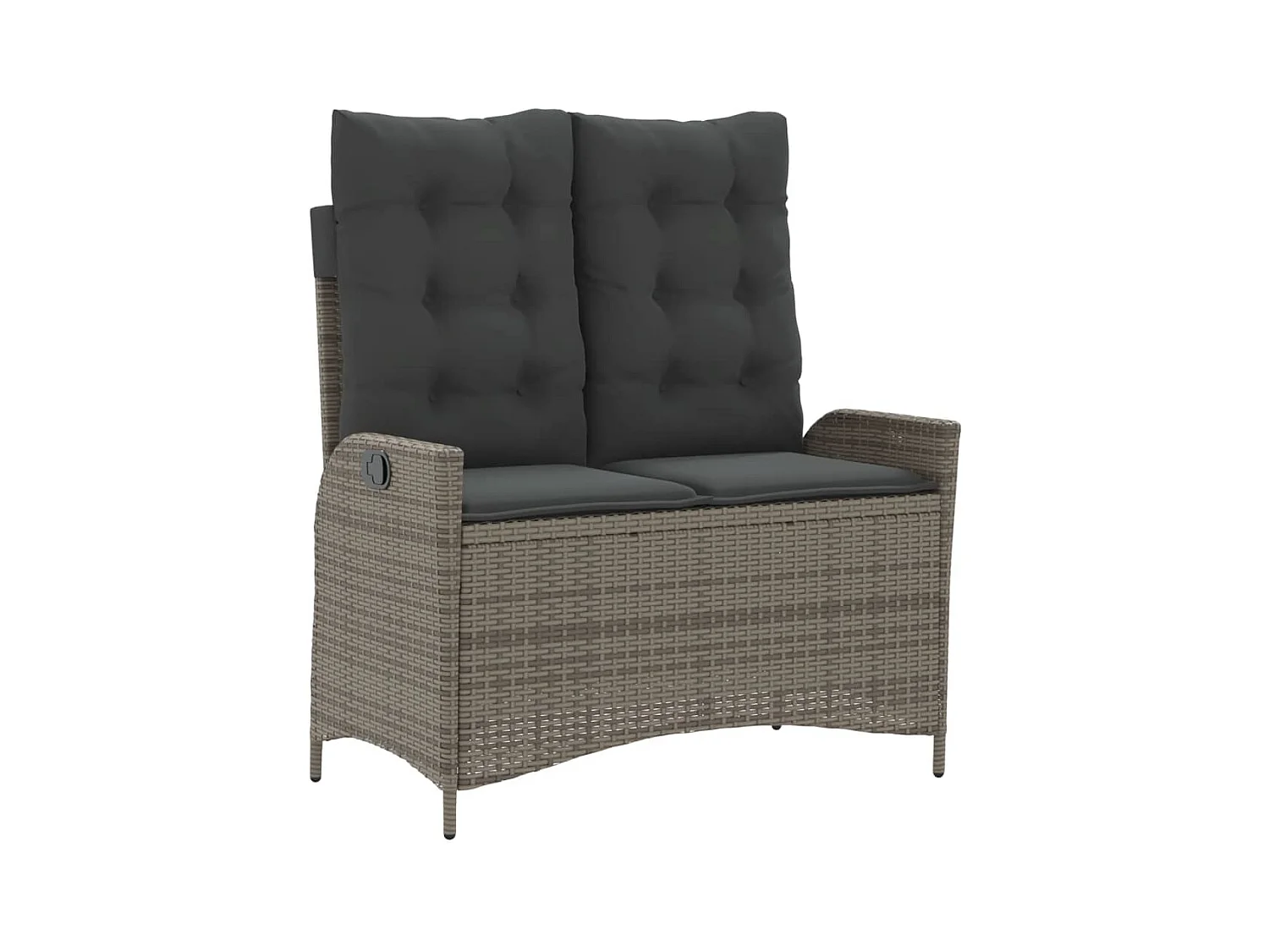 Banc inclinable de jardin avec coussins gris résine tressée