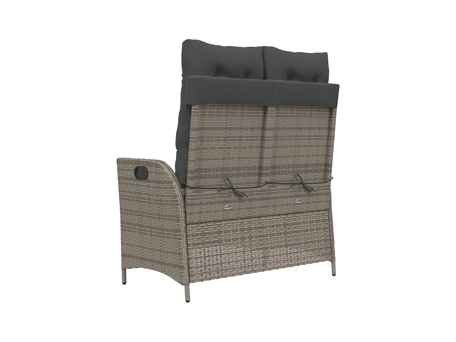 Banc inclinable de jardin avec coussins gris résine tressée
