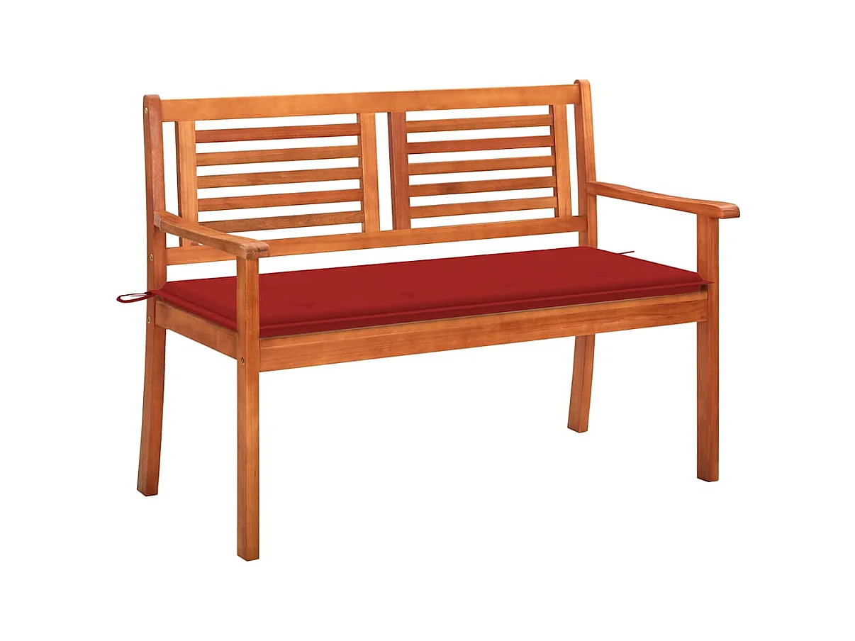 Banc de jardin 2 places avec coussin 120 cm Bois d'eucalyptus