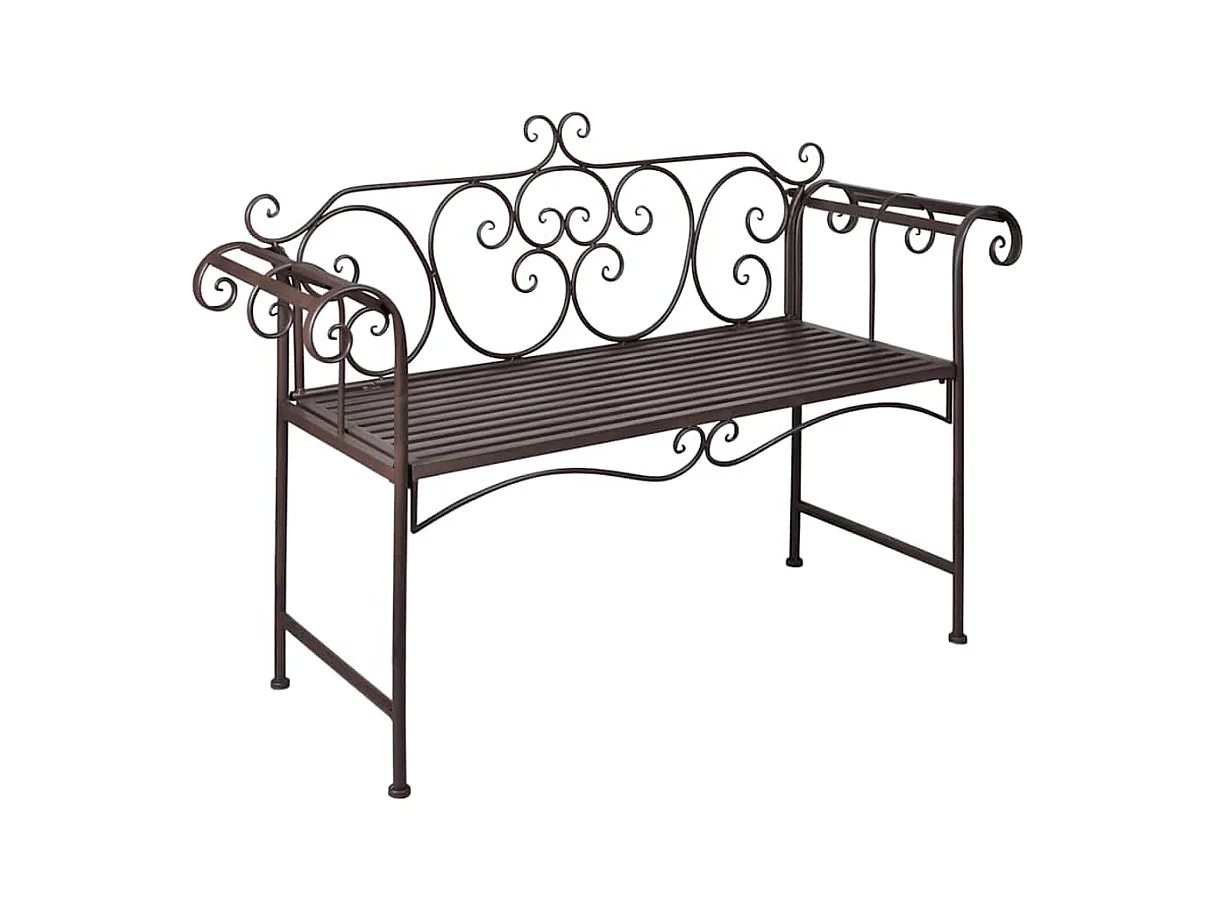 Banc de jardin 132 cm Acier Antique Marron