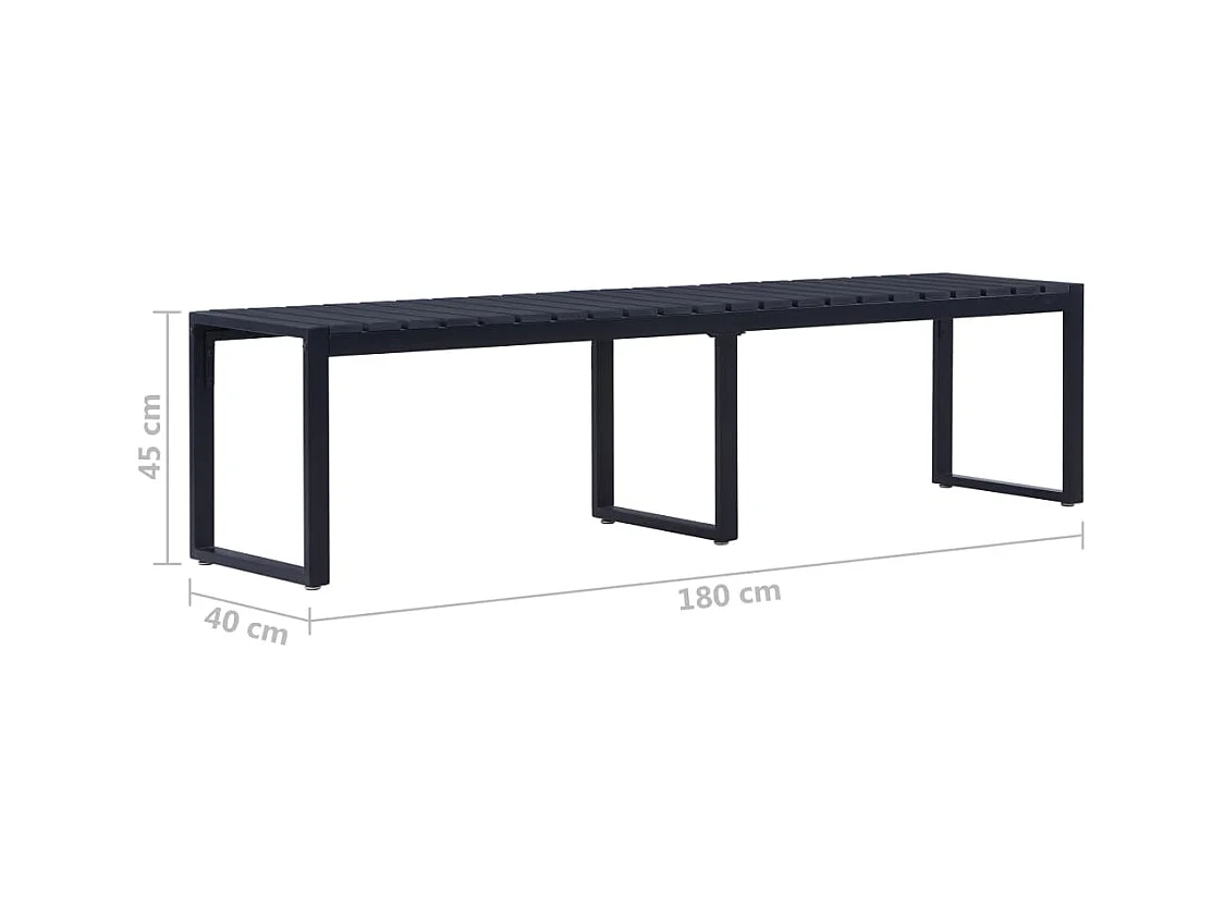 Tuinbank 180 cm PS-plaat zwart