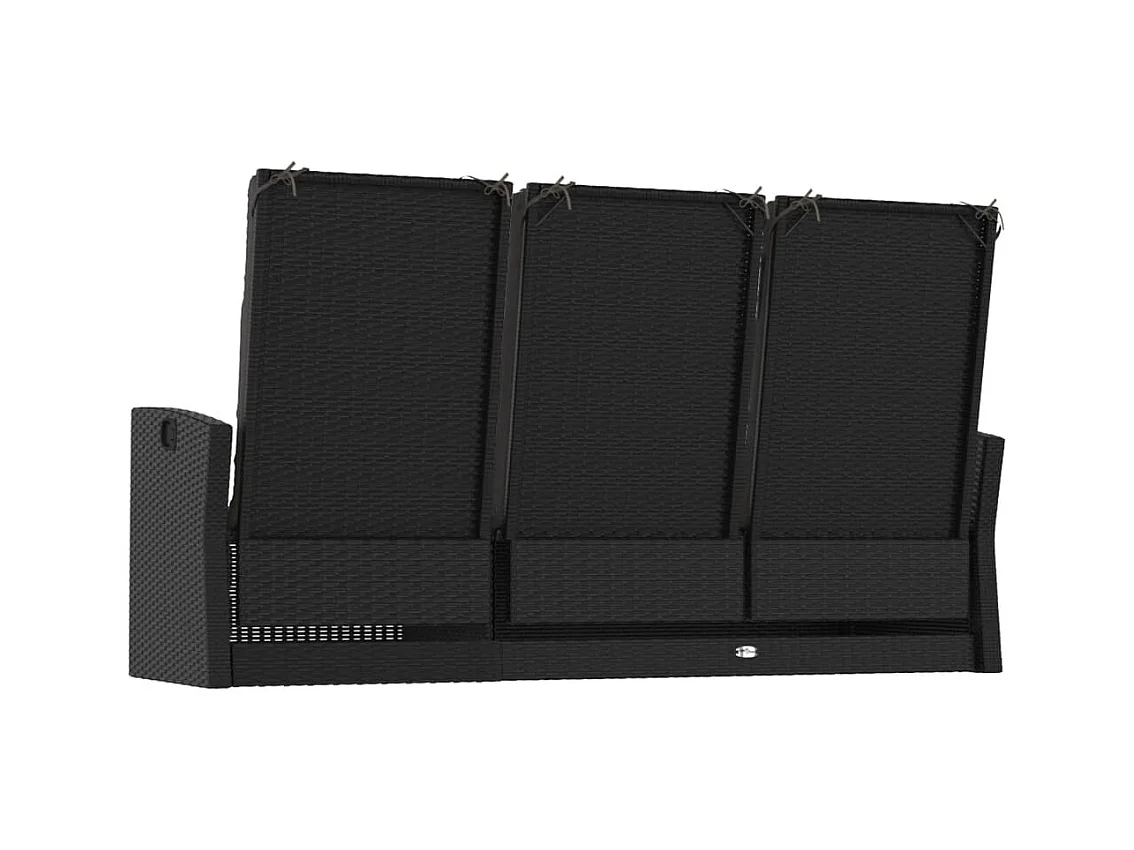 Banco jardín reclinable y cojines ratán sintético negro 173 cm