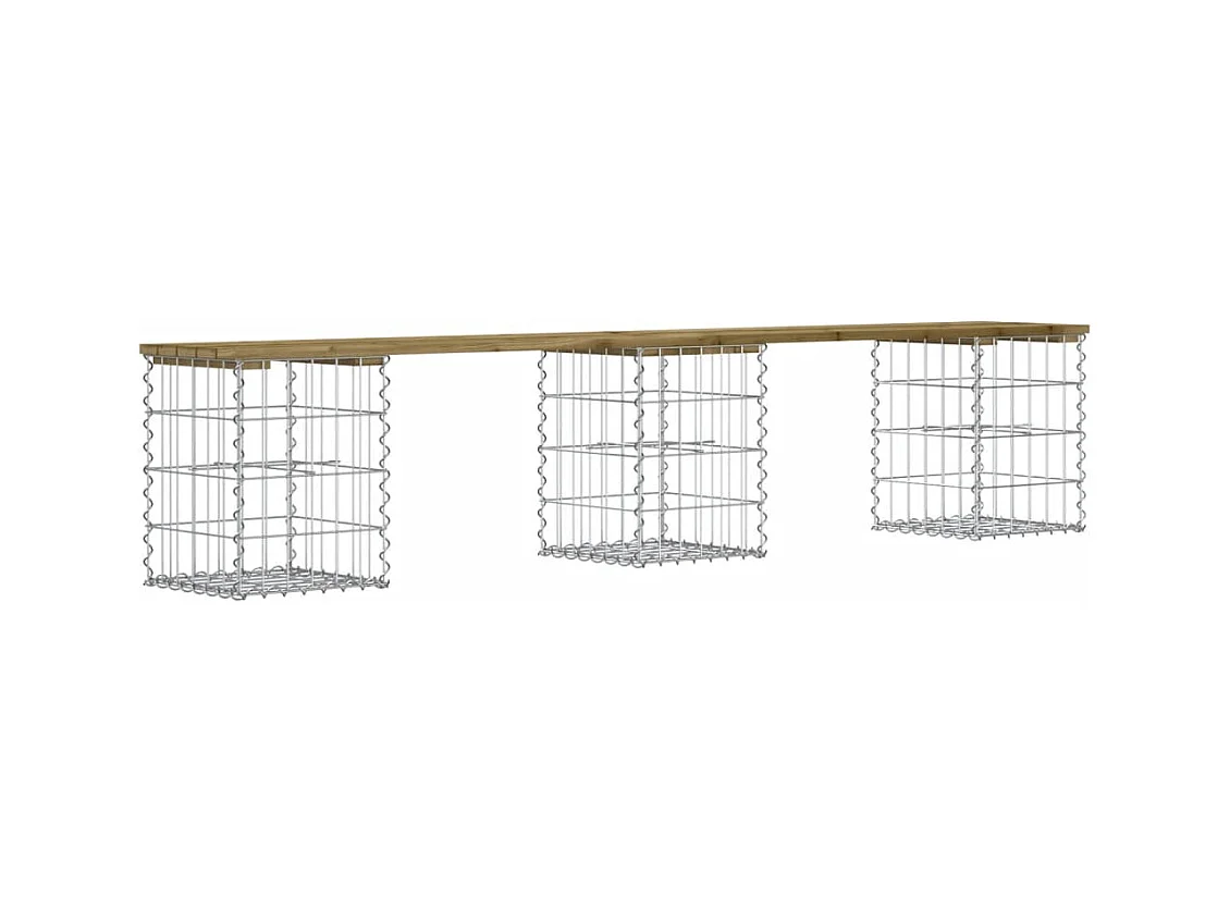 Banc de jardin design gabion 203x31x42 cm bois de pin imprégné