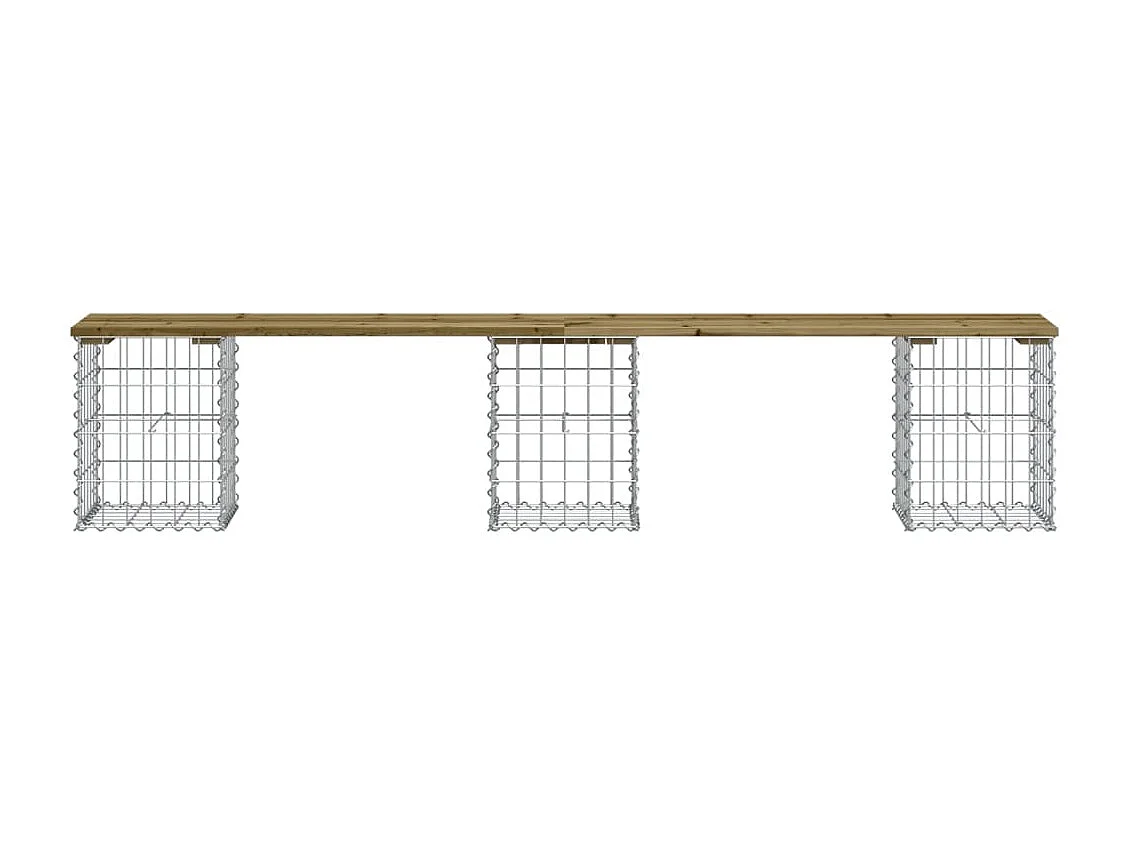 Banc de jardin design gabion 203x31x42 cm bois de pin imprégné