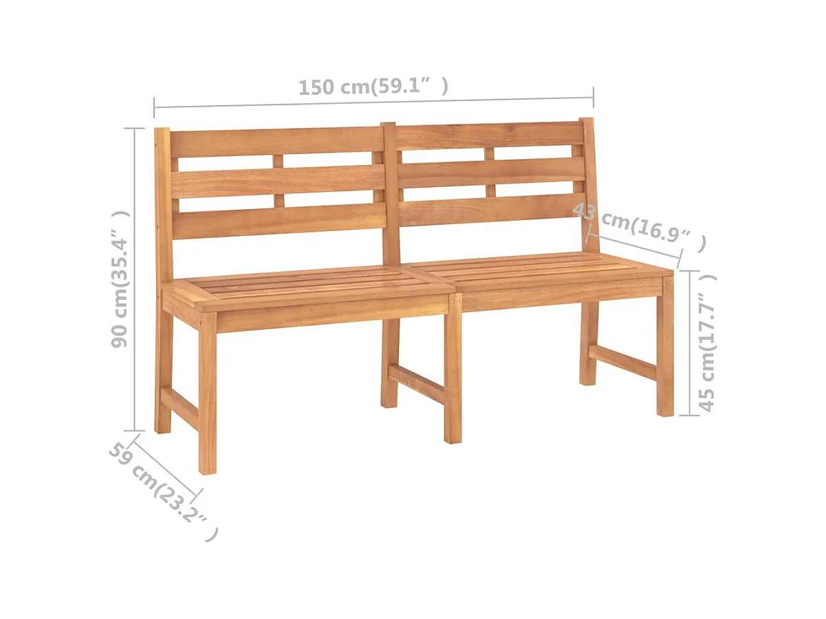 Banc de jardin 150 cm Bois de teck massif