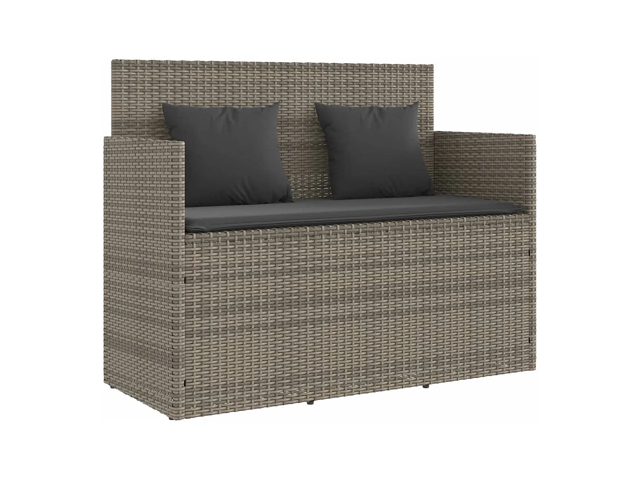Banc de jardin avec coussins gris résine tressée