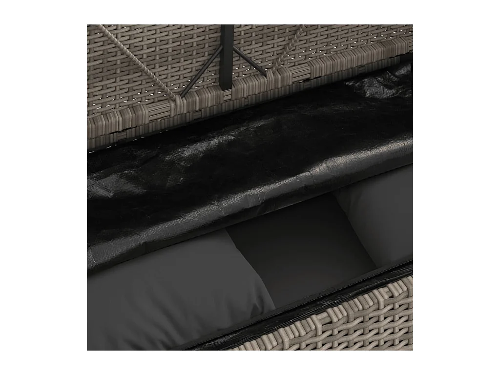 Banc de jardin avec coussins gris résine tressée