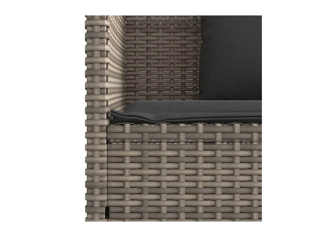 Banc de jardin avec coussins gris résine tressée