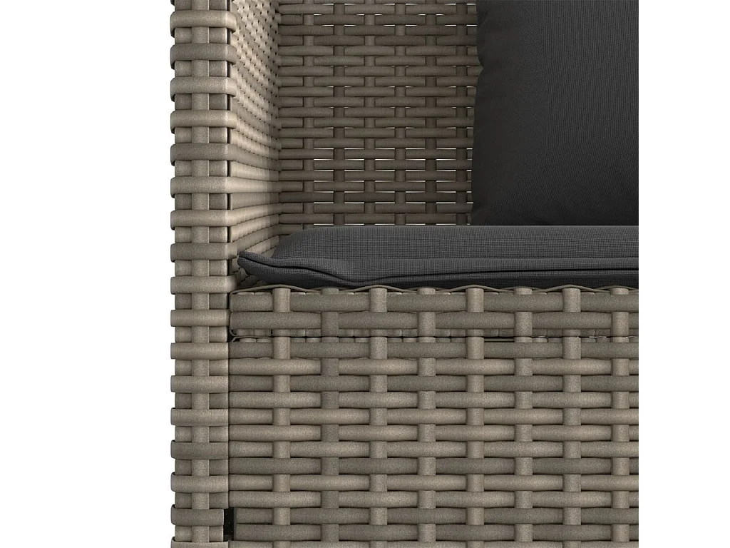 Banc de jardin avec coussins gris résine tressée