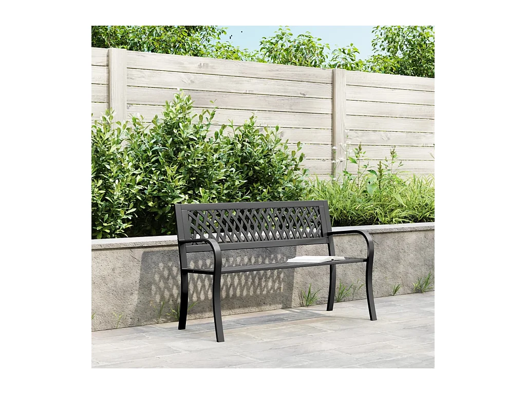 Banc de jardin Noir 120 cm Acier