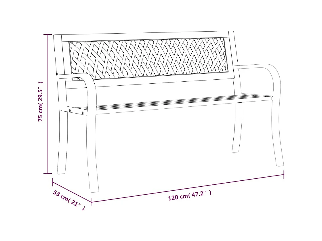 Banc de jardin Noir 120 cm Acier