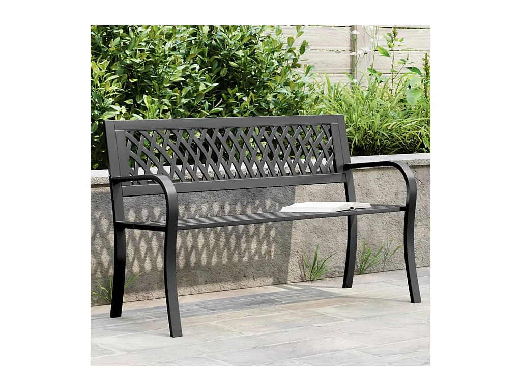 Banco de jardim 120 cm aço preto