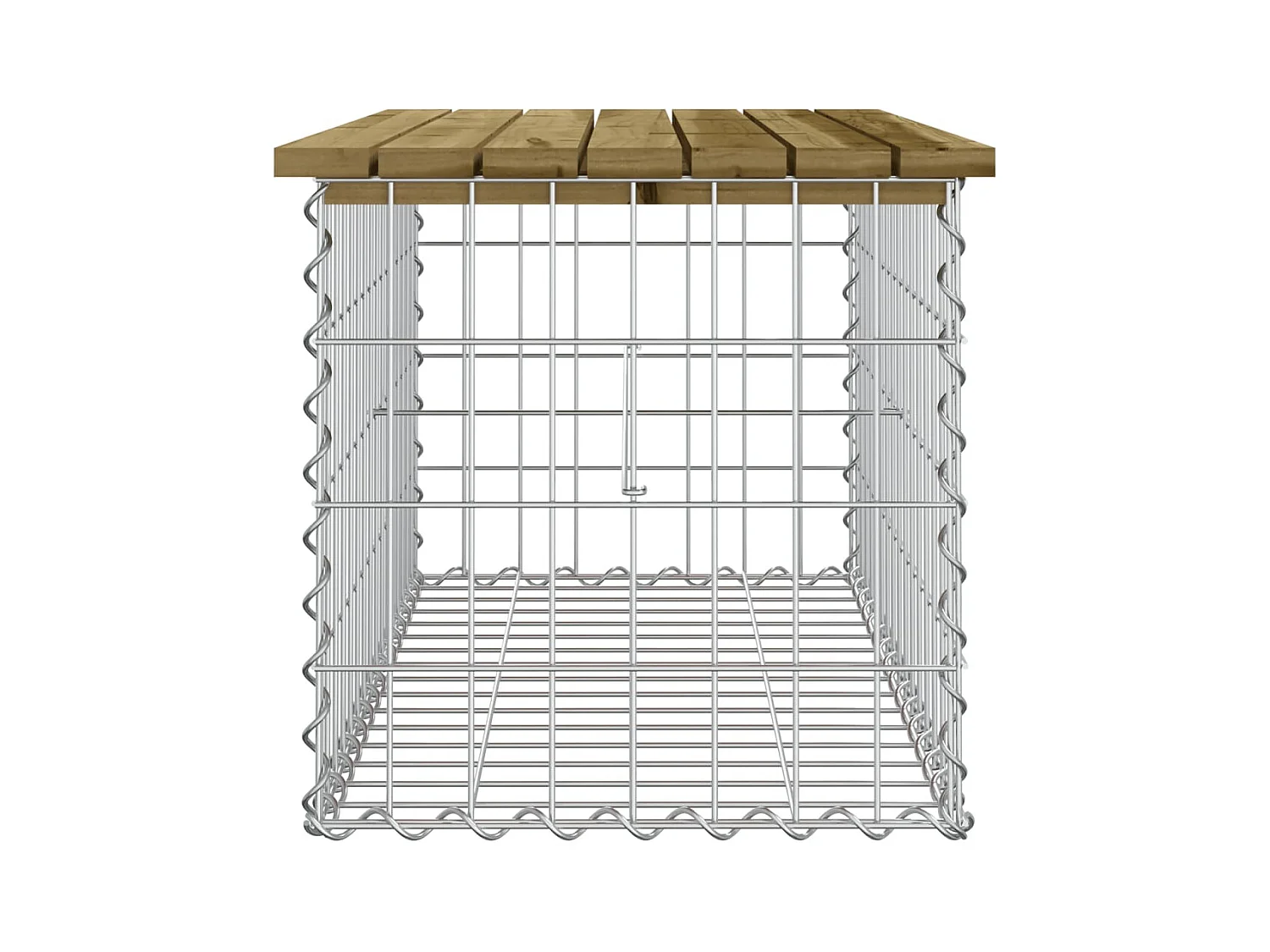 Banco jardín diseño gaviones madera pino impregnada 83x44x42 cm