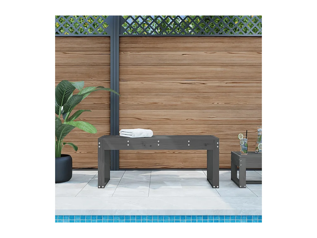 Banc de jardin gris 110x38x45 cm bois massif de pin