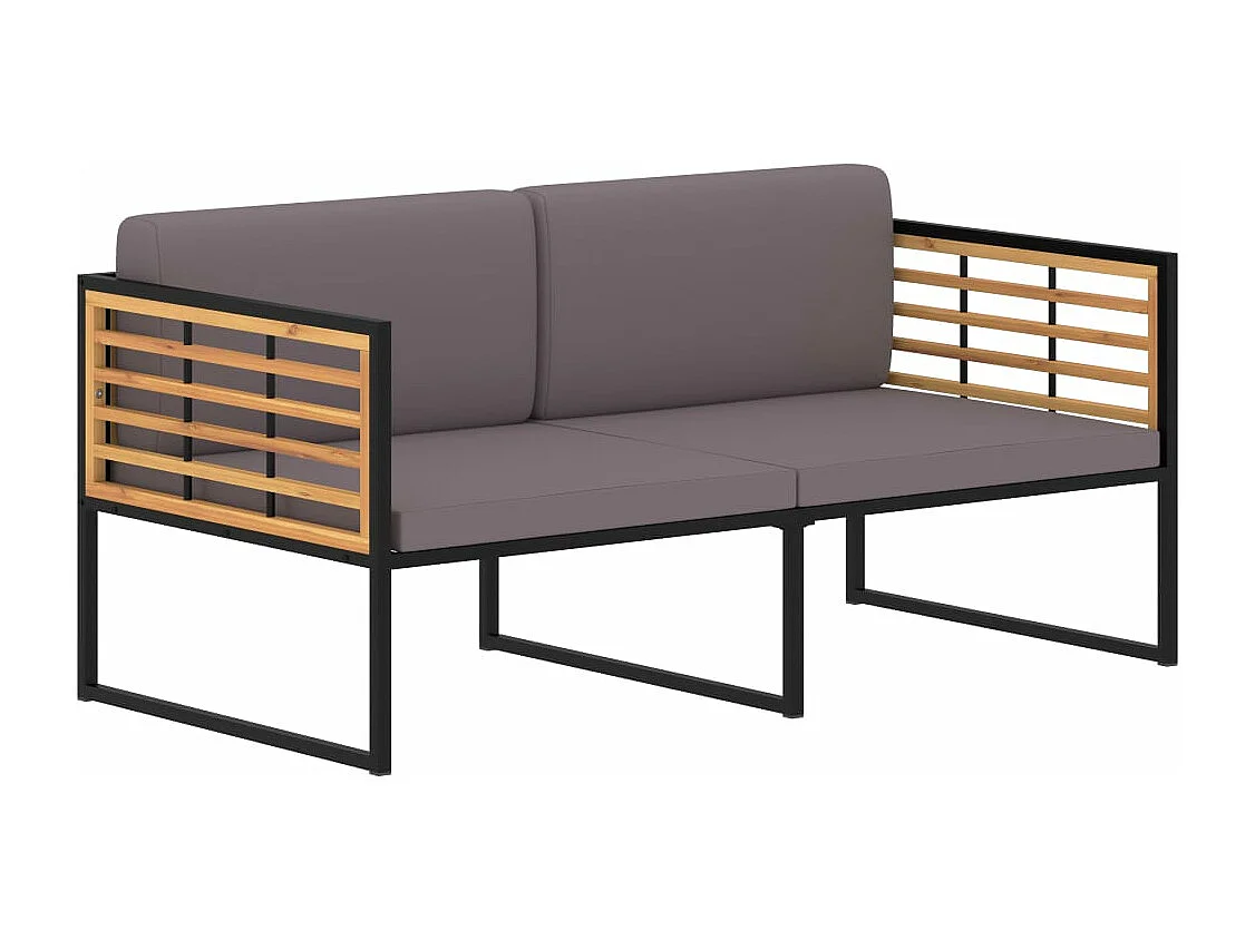 Banco jardim com almofadões 136 cm acácia maciça cinzento-escuro