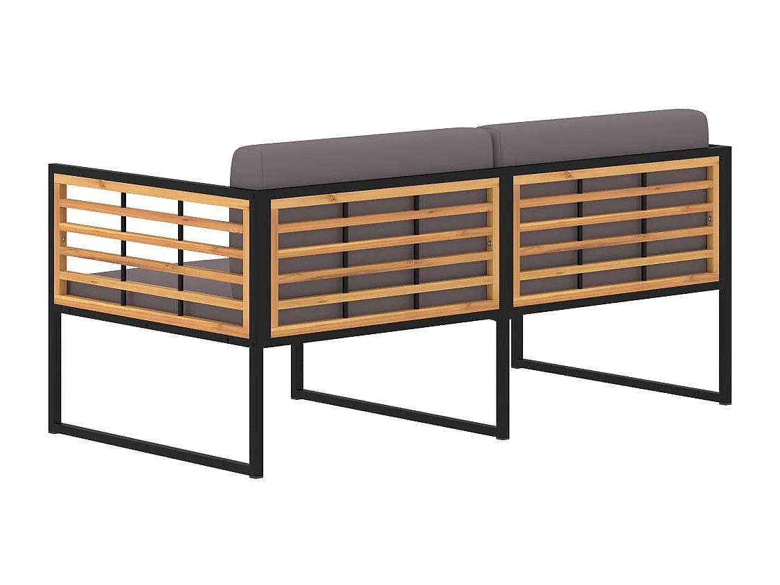 Banco jardim com almofadões 136 cm acácia maciça cinzento-escuro