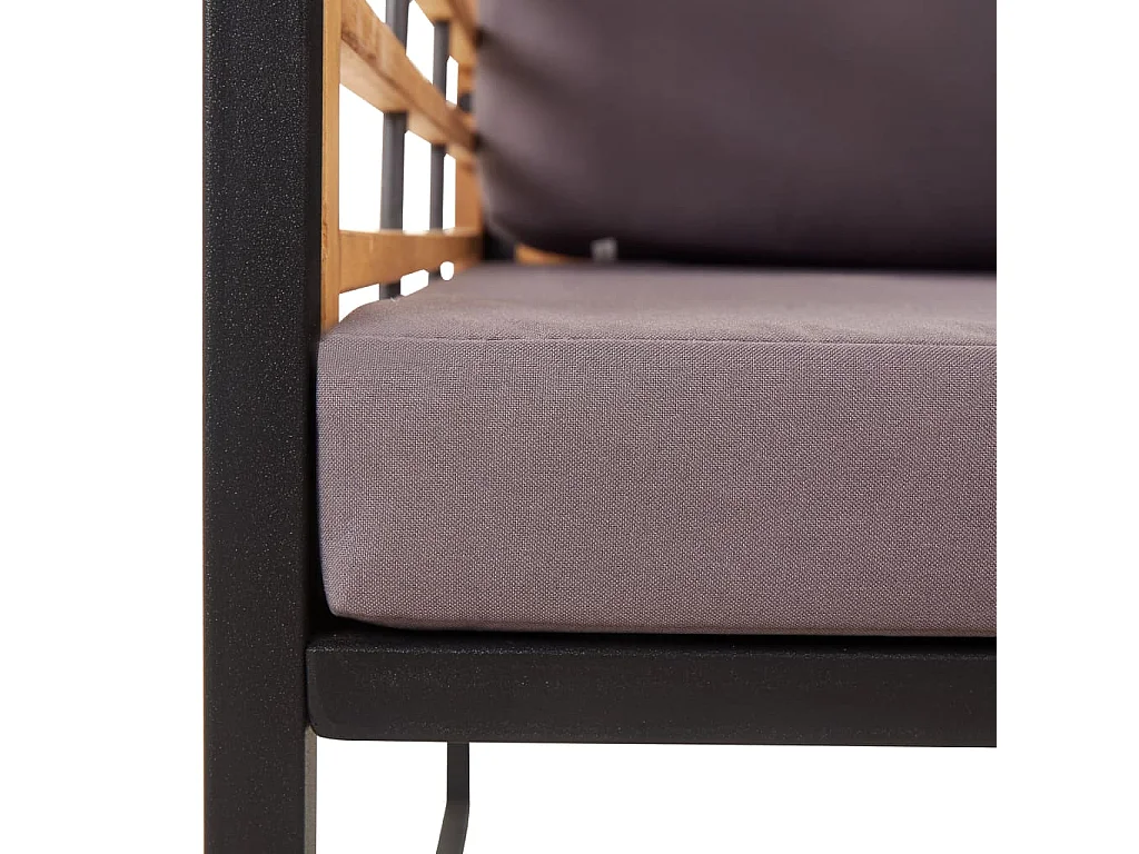 Banco jardim com almofadões 136 cm acácia maciça cinzento-escuro