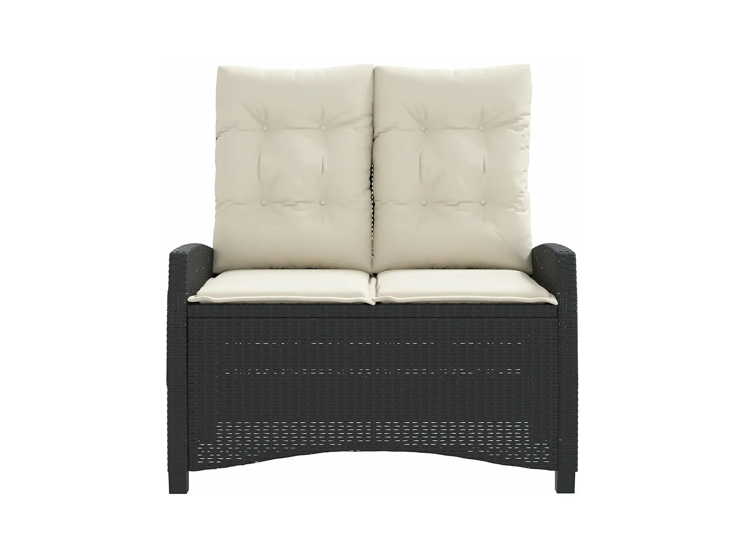 Banc inclinable de jardin avec coussins noir résine tressée