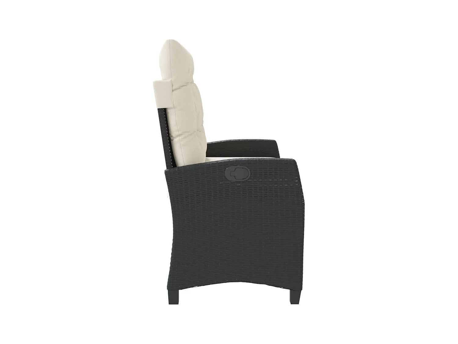 Banc inclinable de jardin avec coussins noir résine tressée