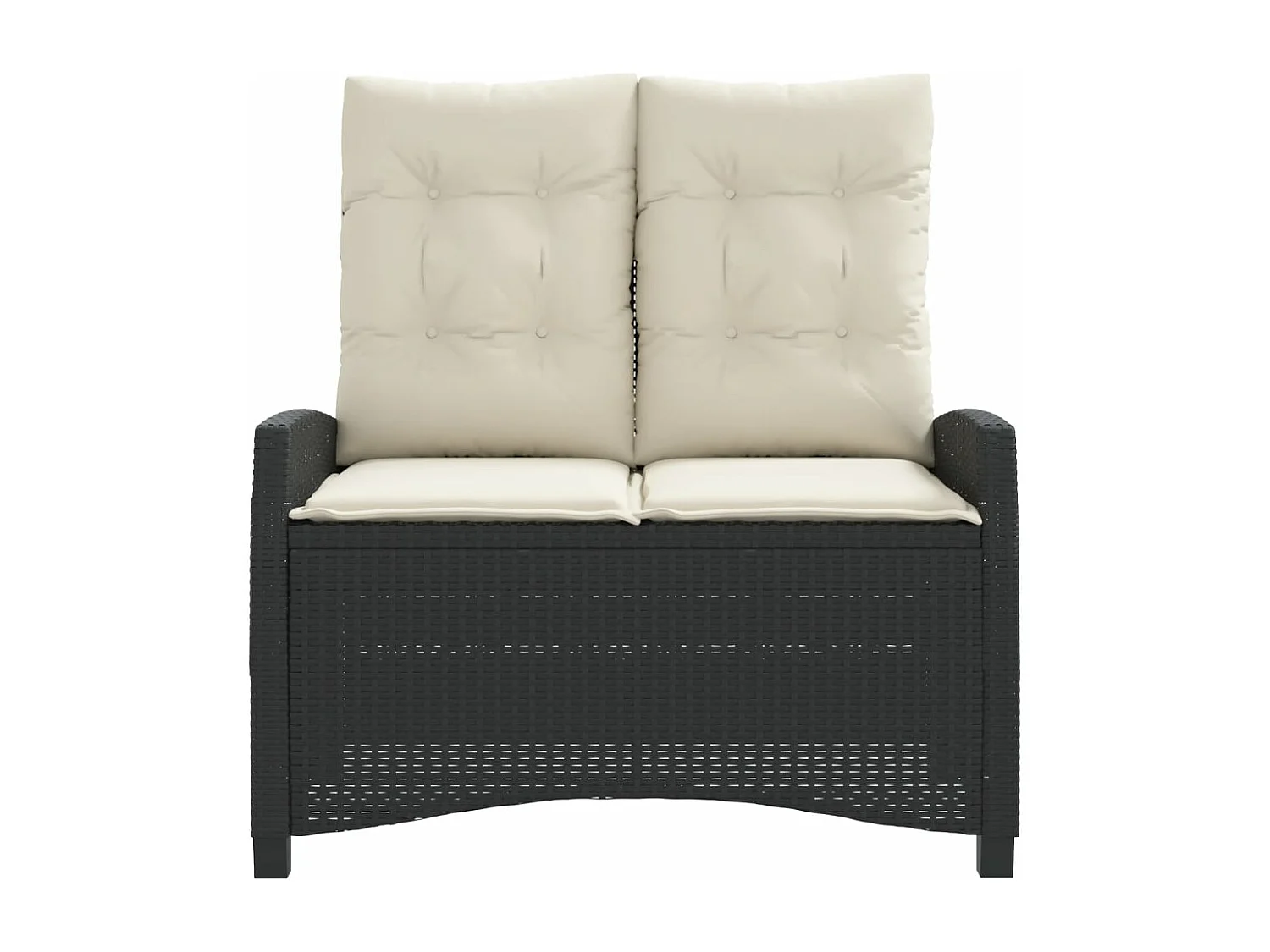 Banc inclinable de jardin avec coussins noir résine tressée