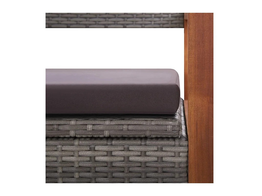 Banco de almacenaje ratán sintético madera acacia gris 115 cm