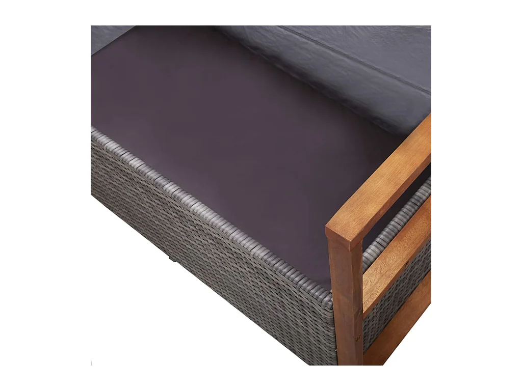 Banco de almacenaje ratán sintético madera acacia gris 115 cm