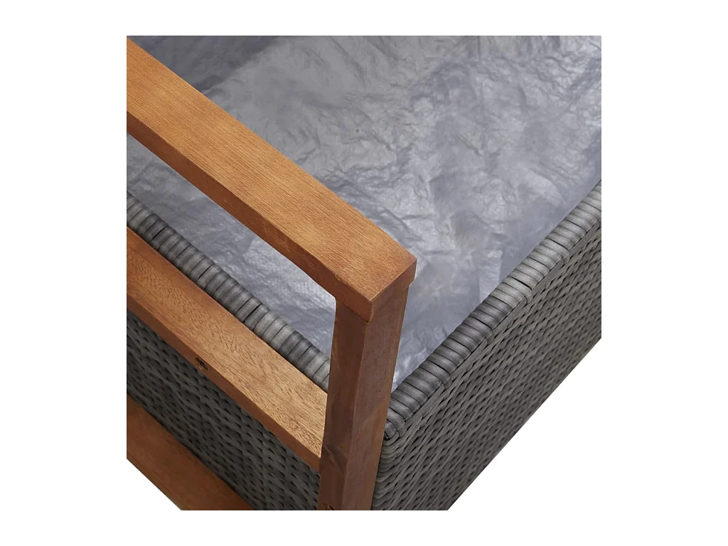 Banco de almacenaje ratán sintético madera acacia gris 115 cm