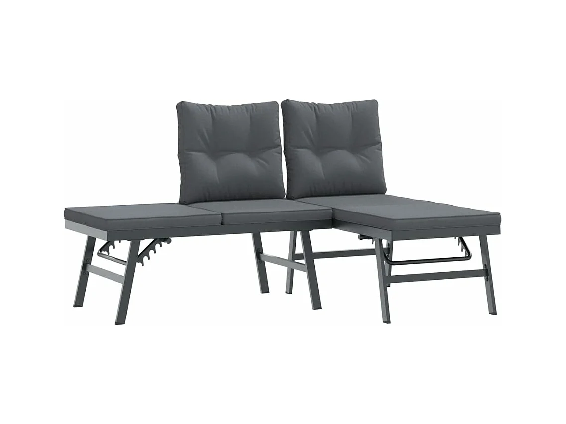 Bancs de jardin avec coussins lot de 2 acier enduit de poudre