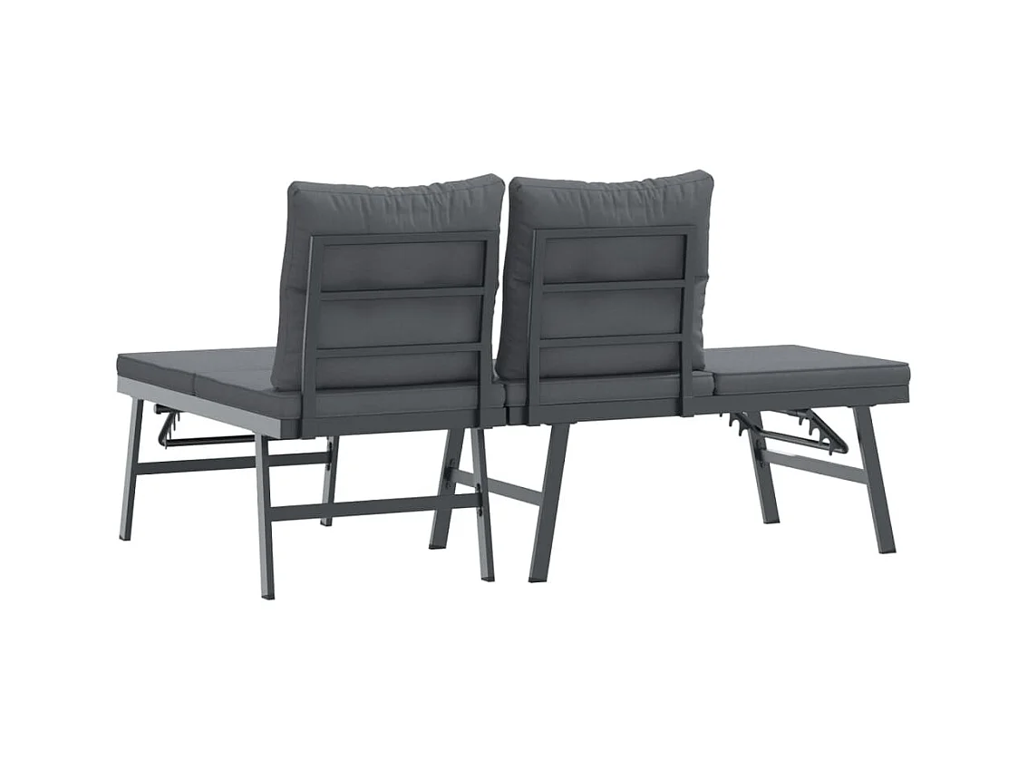 Bancs de jardin avec coussins lot de 2 acier enduit de poudre