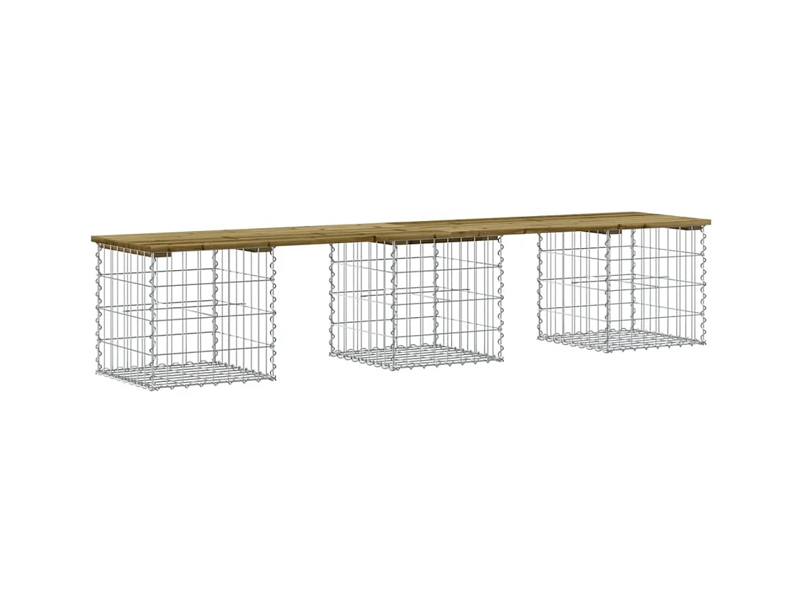 Banc de jardin design gabion 203x44x42 cm bois de pin imprégné