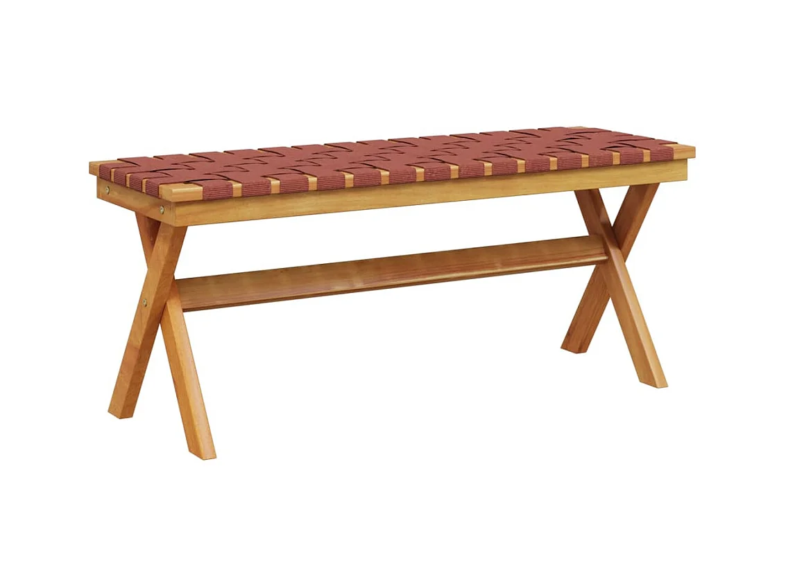 Banc de jardin rouge bois massif d'acacia et tissu