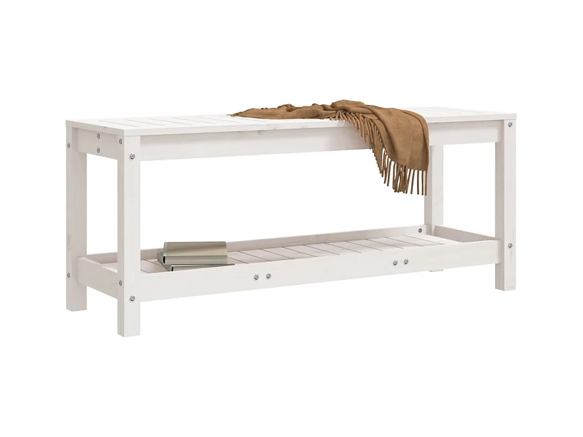 Banc de jardin blanc 108x35x45 cm bois massif de pin