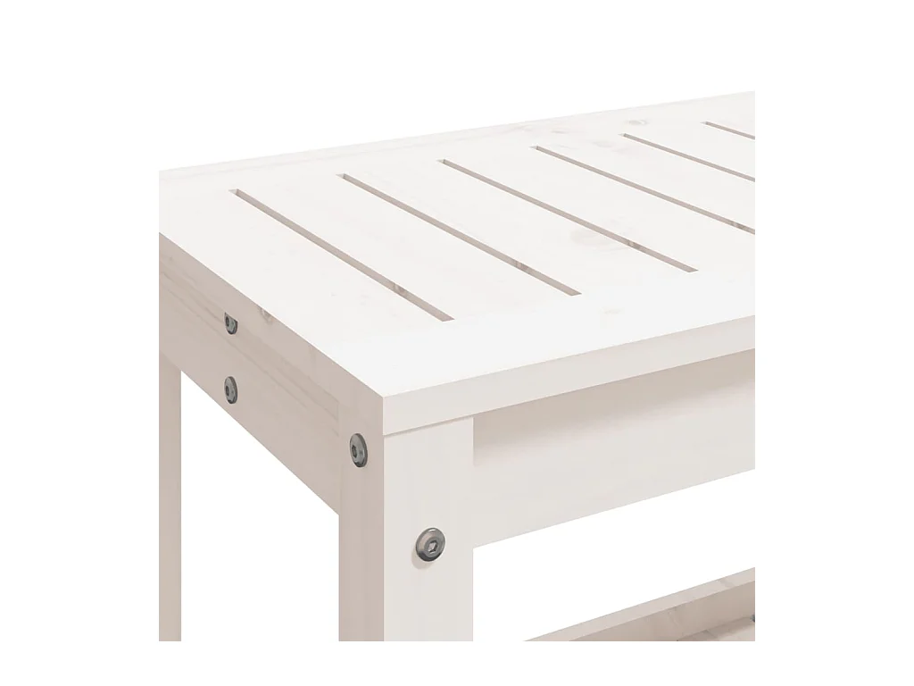 Banc de jardin blanc 108x35x45 cm bois massif de pin