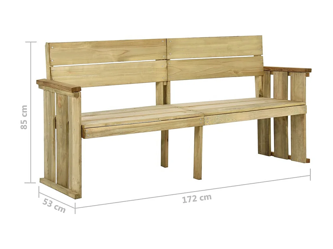 Banco de jardín de madera de pino impregnada 172 cm