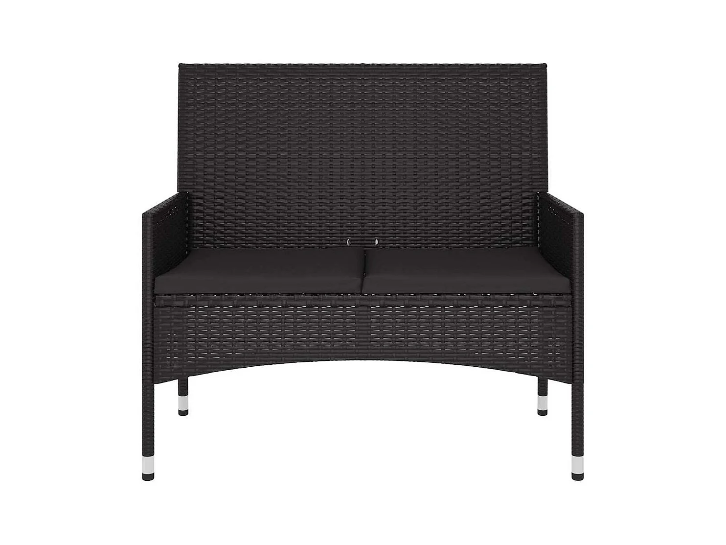 Banc de Jardin à 2 Places avec Coussins Noir Résine Tressée