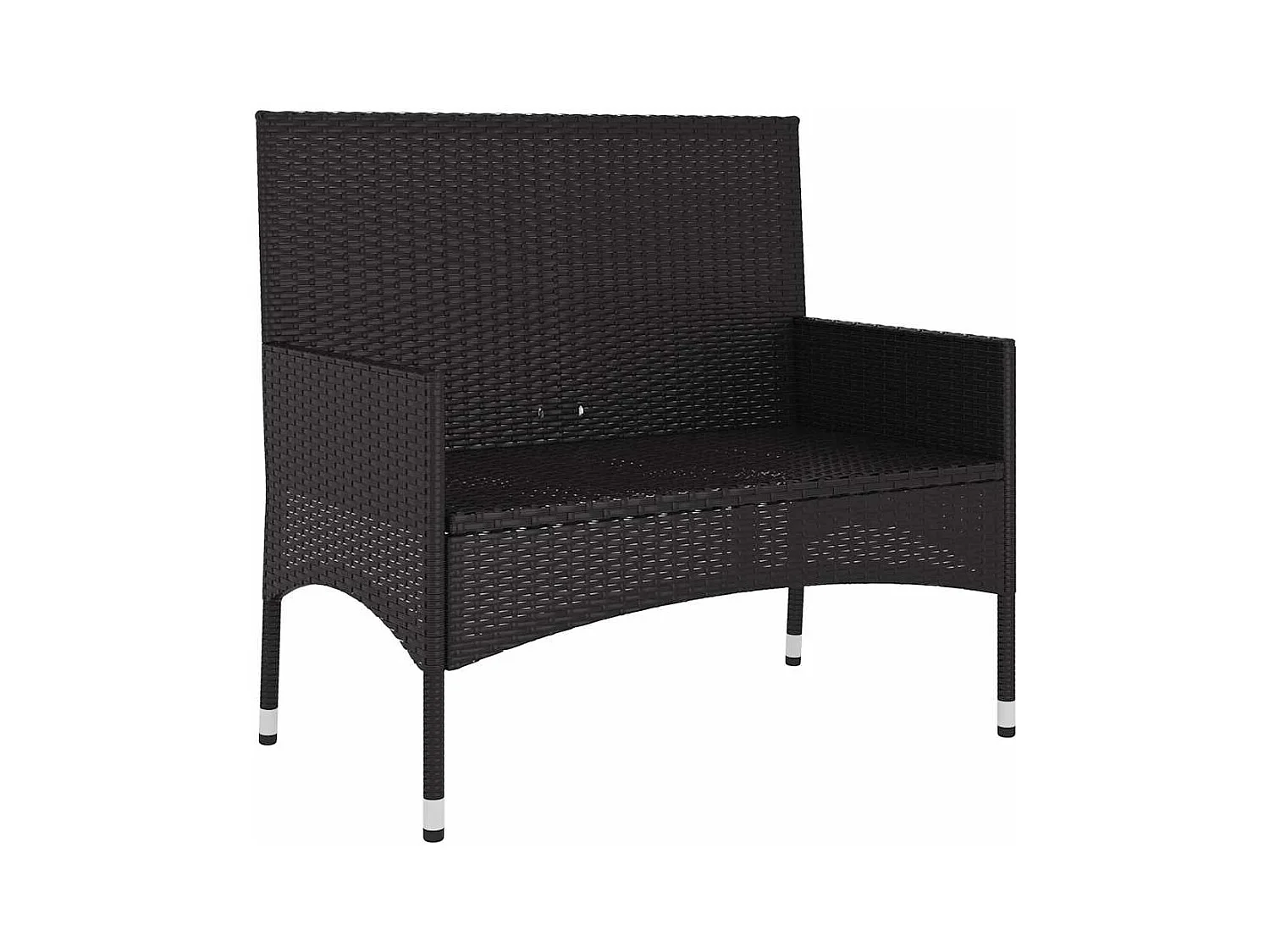 Banc de Jardin à 2 Places avec Coussins Noir Résine Tressée