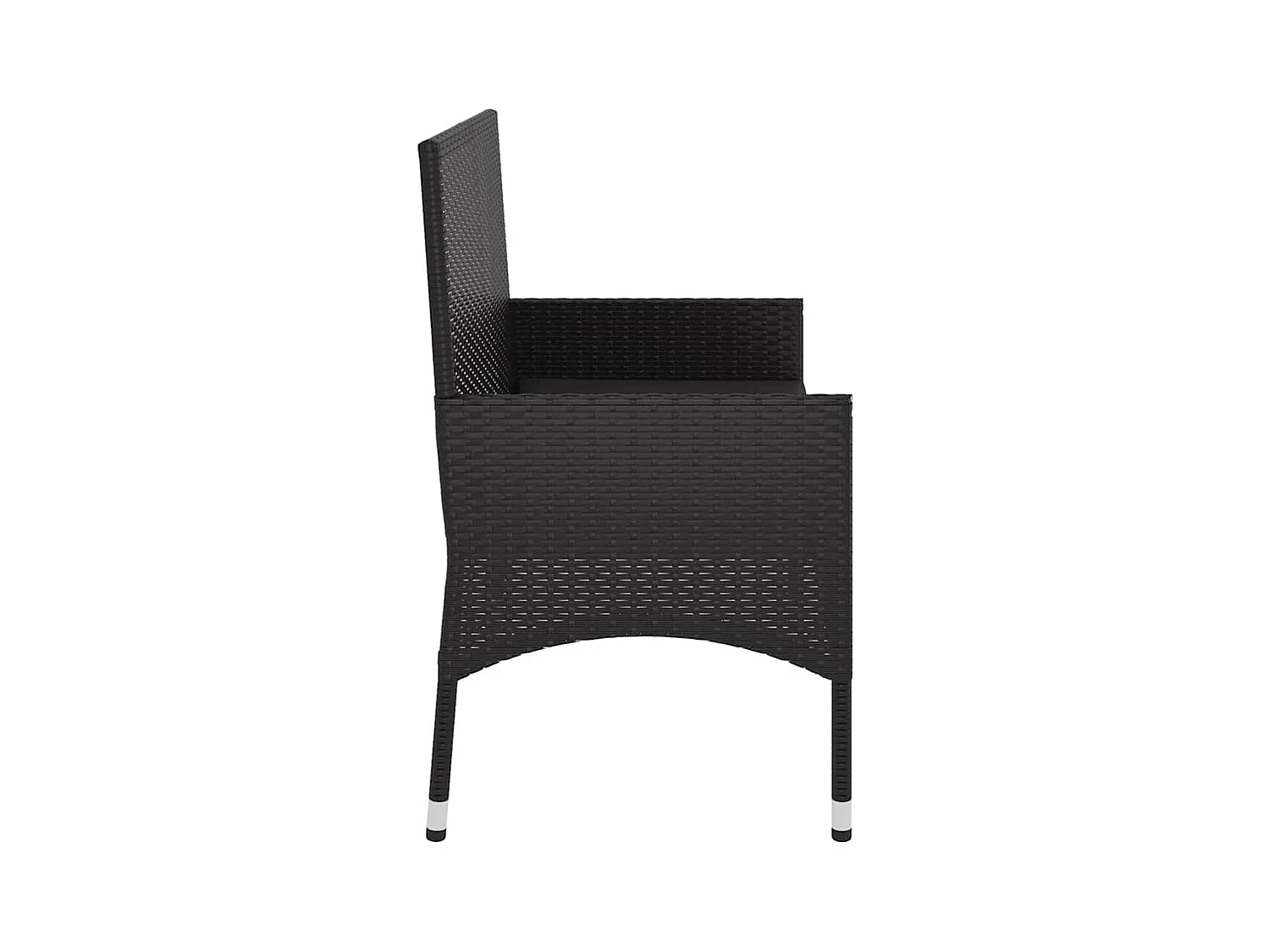 Banc de Jardin à 2 Places avec Coussins Noir Résine Tressée