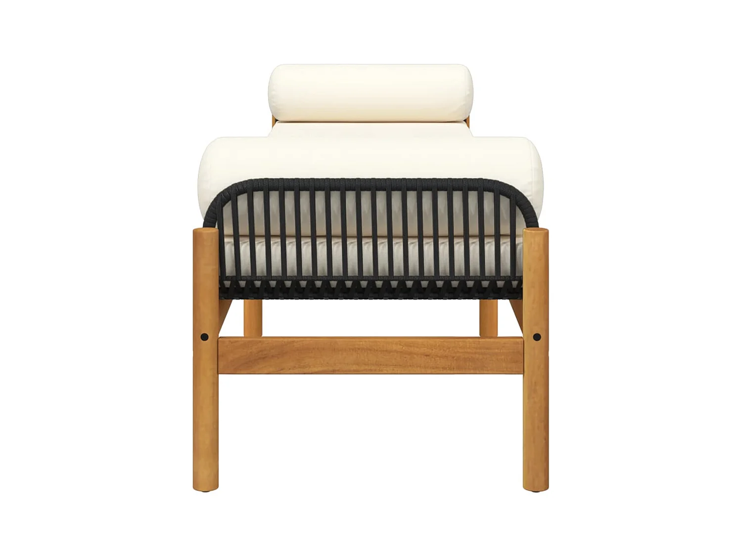 Banco de jardín con cojín ratán sintético acacia negro