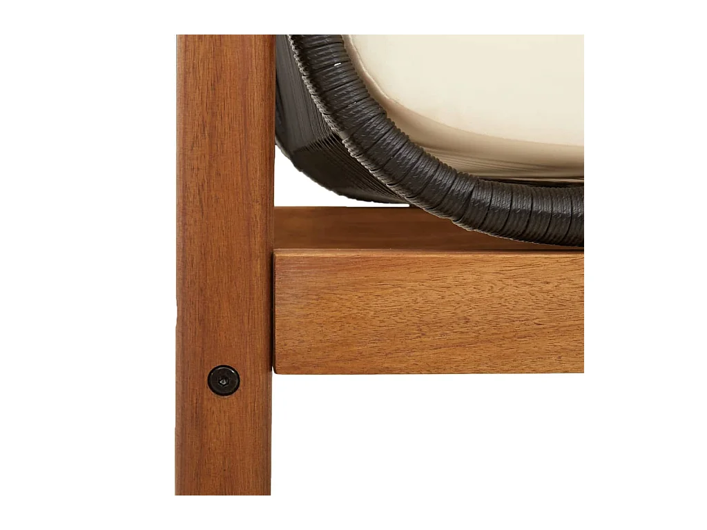 Banco de jardín con cojín ratán sintético acacia negro