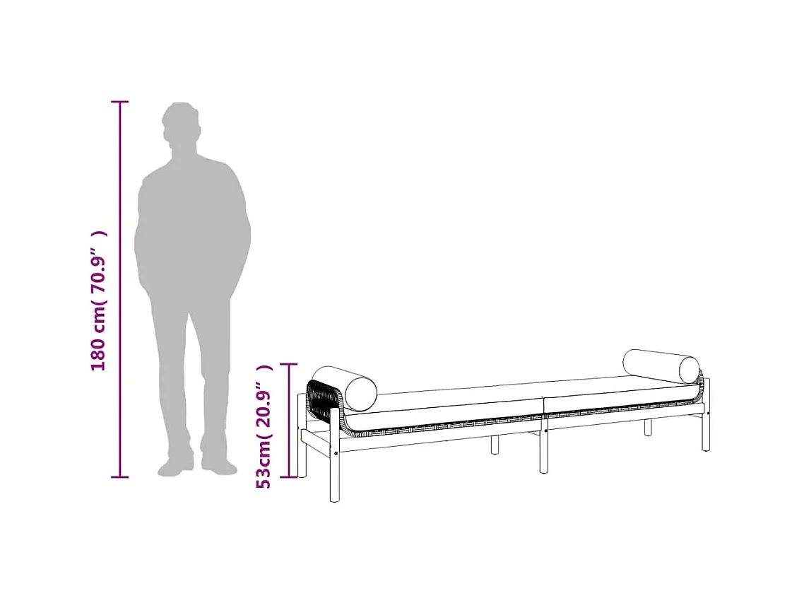 Banco de jardín con cojín ratán sintético acacia negro