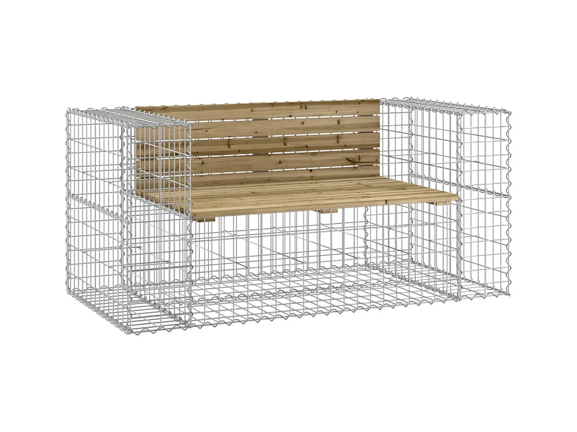 Banc de jardin design gabion 143x71x65,5cm bois de pin imprégné