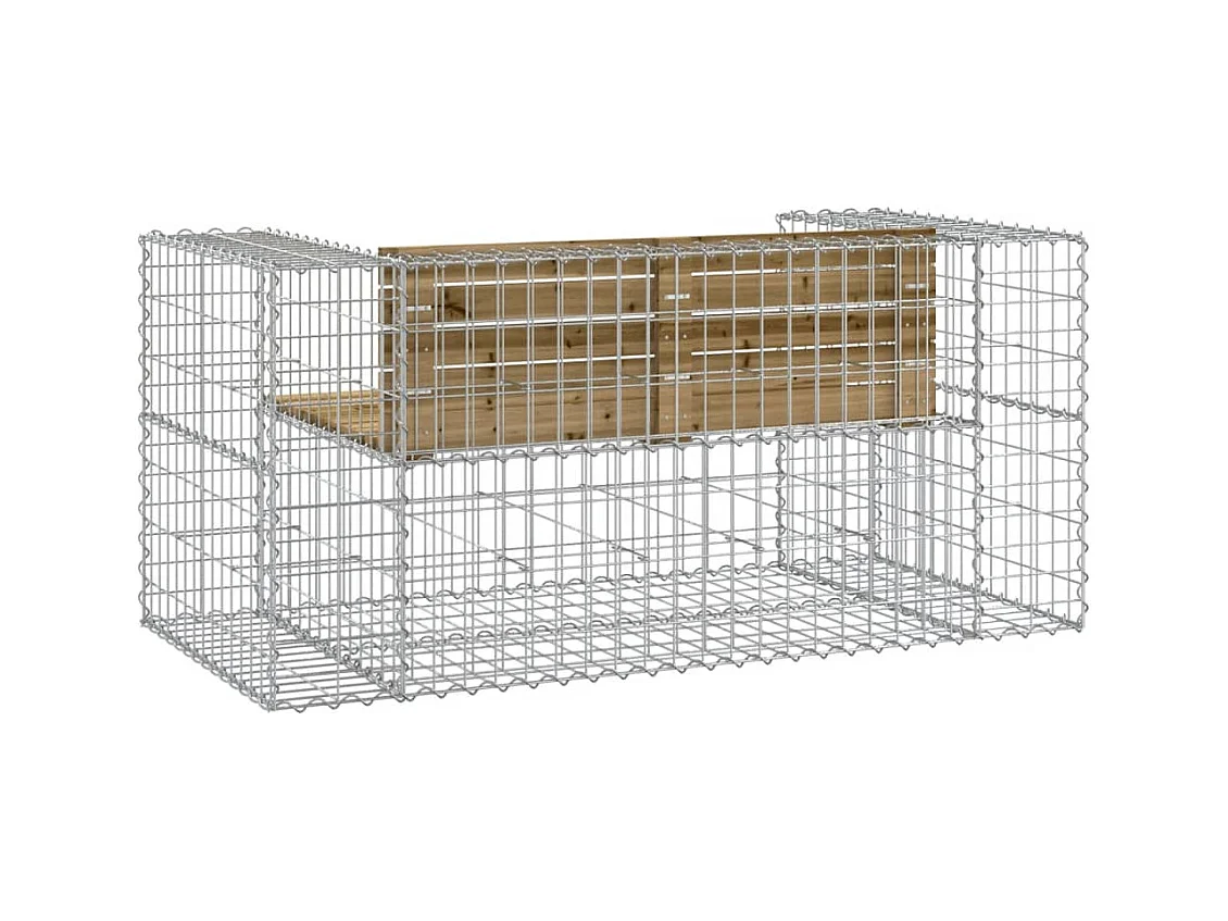 Banc de jardin design gabion 143x71x65,5cm bois de pin imprégné