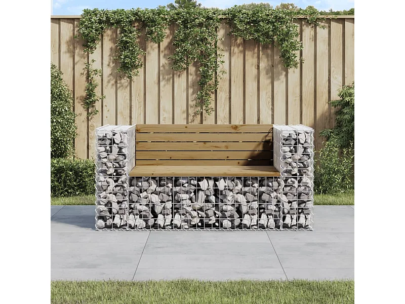 Banco de jardim com design gabião 143x71x65,5cm pinho impregnado